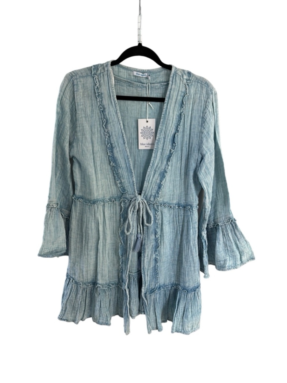 BLUE ISLAND Chambray Blue Crinkle Swimsuit Cover Up